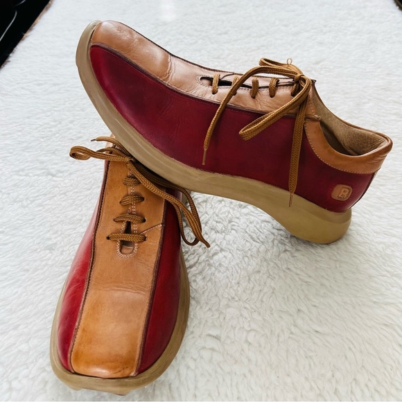 Reaction Kenneth Cole 2 Tone Red/Brown Leather Lace Up Chunky Shoes Size 9.5 M - Picture 6 of 12